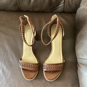 CL by Laundry Tan Woven Strap Sandals